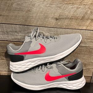 Nike Running Gray and Red Athletic Sneakers